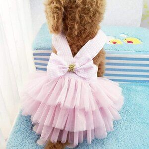 Dog Dresses, Fashion Pet Dog Clothes, Striped Mesh Puppy Dogs Princess Dresses P